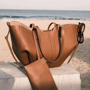 Large capacity ladies leather tot