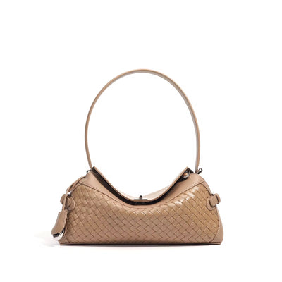 Casual fashion cowhide woven handbag