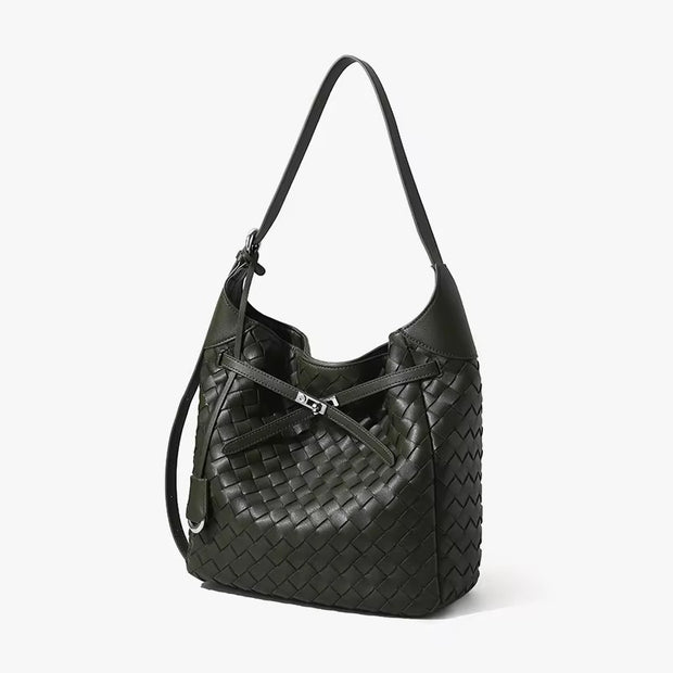Woven leather tot bag