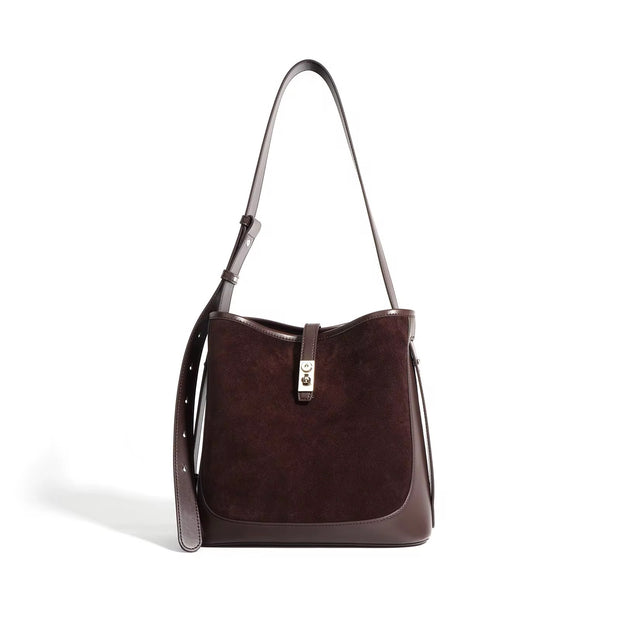 Suede cowhide shoulder bag
